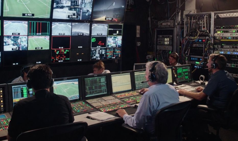 Live sports television production control room